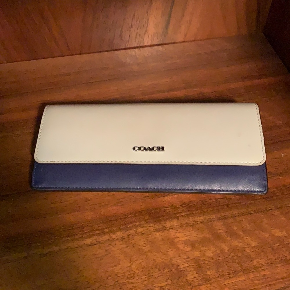 White and Purple Leather Coach Wallet